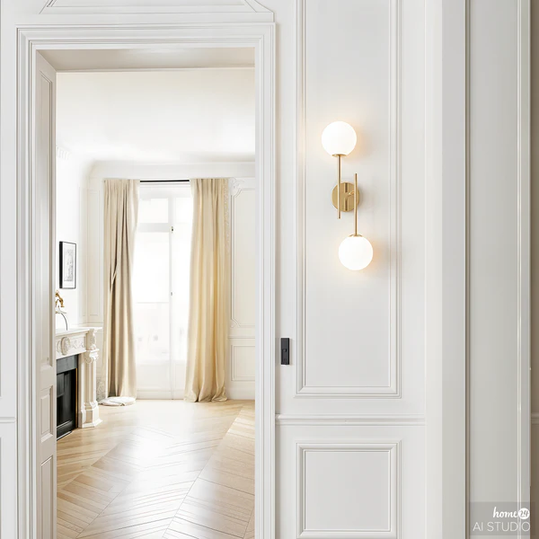 Akku-Wandleuchte RIGI - 2-flammig - 3-Stufen-Dimmer - Weiß / Gold - Image 3