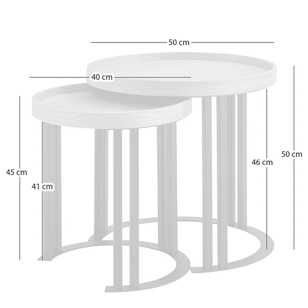 Beistelltischset MIGBA 2-teilig Typ A - Echtholzfurnier / Metall - Eiche - Image 10