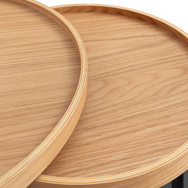 Beistelltischset MIGBA 2-teilig Typ A - Echtholzfurnier / Metall - Eiche - Image 8