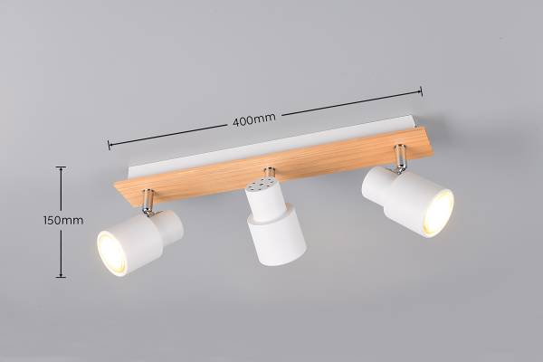 Deckenleuchte Pierre - Eisen / Esche massiv - Weiß - Flammenanzahl: 3 - Image 6