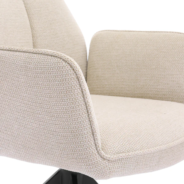 Drehbarer Armlehnenstuhl Merrai - Strukturstoff / Eisen - Beige / Schwarz - Image 10