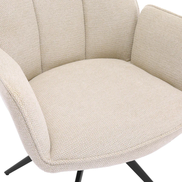 Drehbarer Armlehnenstuhl Merrai - Strukturstoff / Eisen - Beige / Schwarz - Image 11