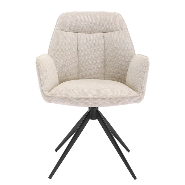 Drehbarer Armlehnenstuhl Merrai - Strukturstoff / Eisen - Beige / Schwarz - Image 3