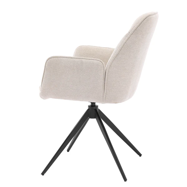 Drehbarer Armlehnenstuhl Merrai - Strukturstoff / Eisen - Beige / Schwarz - Image 4