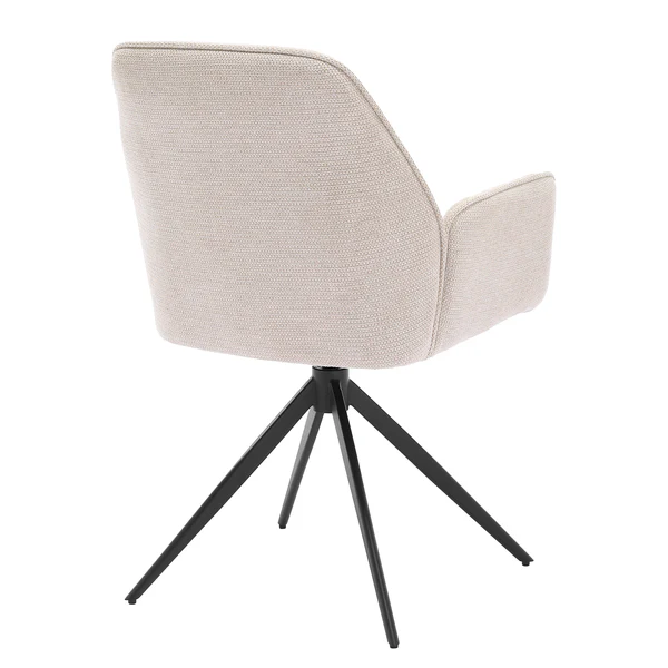 Drehbarer Armlehnenstuhl Merrai - Strukturstoff / Eisen - Beige / Schwarz - Image 6