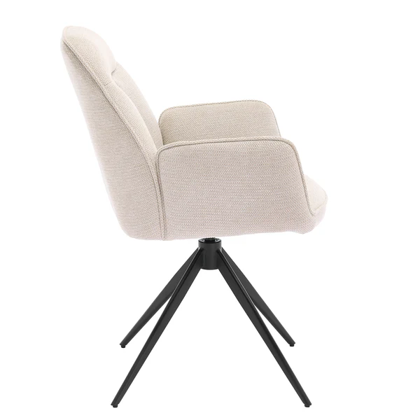Drehbarer Armlehnenstuhl Merrai - Strukturstoff / Eisen - Beige / Schwarz - Image 7