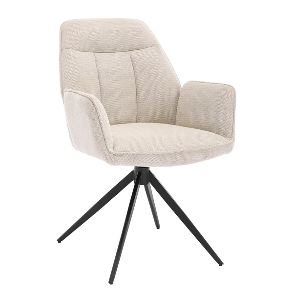 Drehbarer Armlehnenstuhl Merrai - Strukturstoff / Eisen - Beige / Schwarz - Image 8