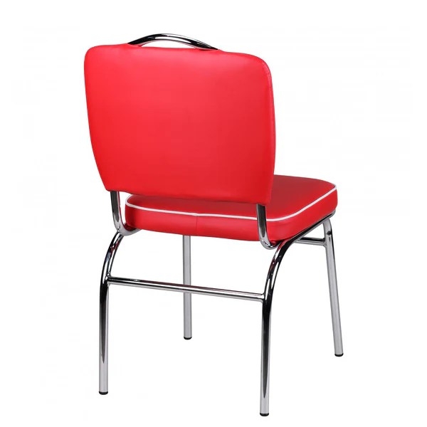 Esszimmerstuhl Eckero - Kunstleder / Metall - Chrom - Rot / Weiß - Image 4