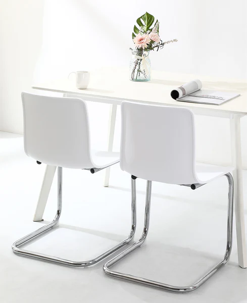 Freischwinger Mendosa 2er-Set - Silber - Weiß - Eisen - Polypropylen - 48 x 79 x 50 cm - Image 3