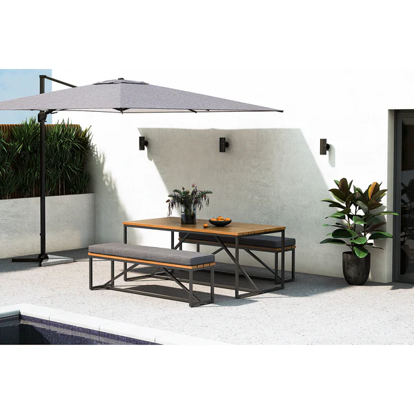 Gartenbank LeRoy - Akazie massiv / Stahl - Braun / Schwarz - Image 3