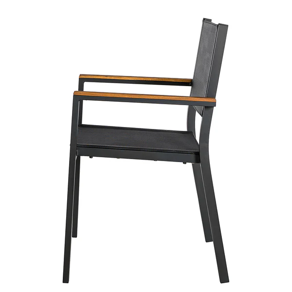 Gartenstuhl Daly mit Gitterstoff 2er-Set - Textilene / Aluminium - Schwarz - Image 11