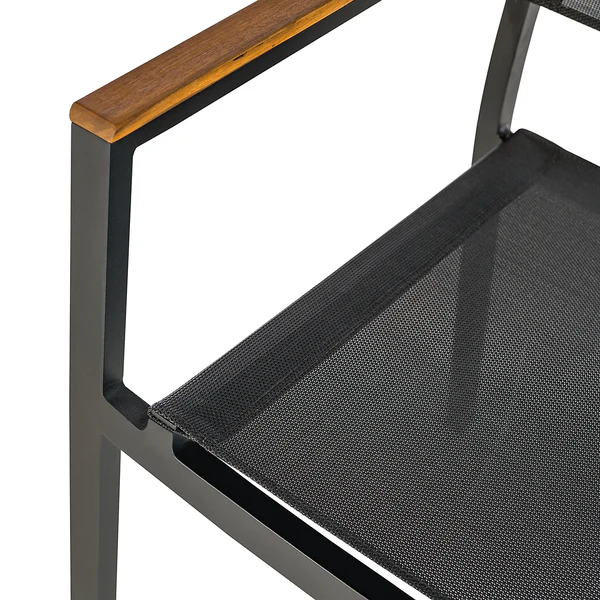 Gartenstuhl Daly mit Gitterstoff 2er-Set - Textilene / Aluminium - Schwarz - Image 14