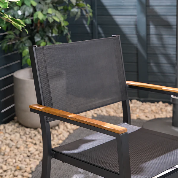 Gartenstuhl Daly mit Gitterstoff 2er-Set - Textilene / Aluminium - Schwarz - Image 6