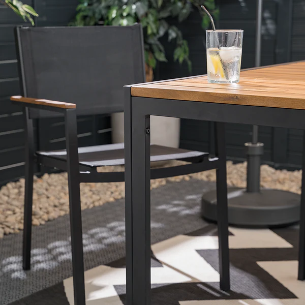 Gartenstuhl Daly mit Gitterstoff 2er-Set - Textilene / Aluminium - Schwarz - Image 7