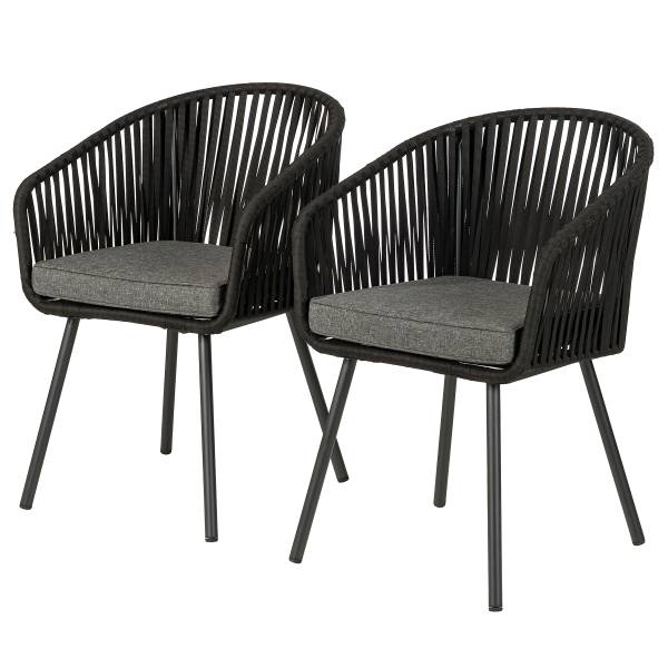 Gartenstuhl NOXI 2er-Set - Stahl / Polyester - Schwarz - Image 7