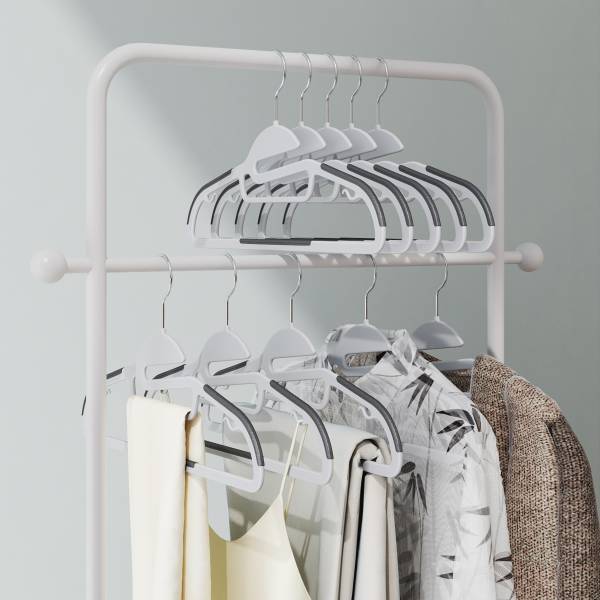 Kleiderbügel Vanoa 50-teilig - Stahl / pulverbeschichtet - Weiß - Image 3