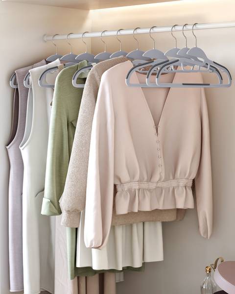 Kleiderbügel Vanoa 50-teilig - Stahl / pulverbeschichtet - Weiß - Image 4