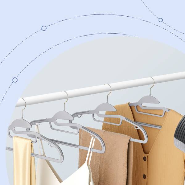 Kleiderbügel Vanoa 50-teilig - Stahl / pulverbeschichtet - Weiß - Image 6
