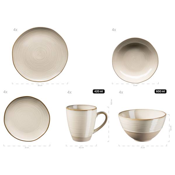 Kombiservice Ugal 20-teilig - Beige - Image 6