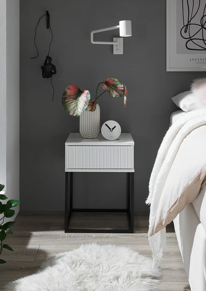 Nachtkommode Motts - Weiß - 40 x 52 cm - Image 4