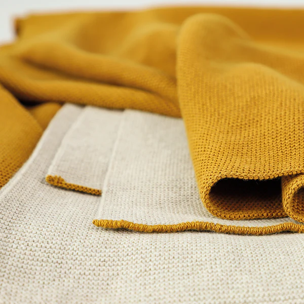 Plaid Duo - Baumwolle - Currygelb - 130 x 170 cm - Image 5