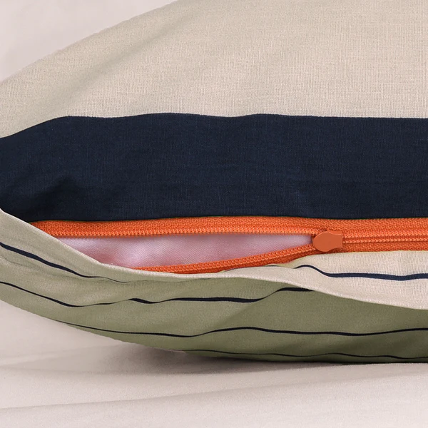 Renforce-Bettwäsche Tom Tailor - Baumwolle - Creme / Marineblau - 155 x 220 cm + Kissen 80 x 80 cm - Image 4