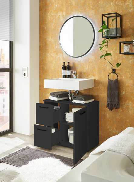 Waschbeckenunterschrank Noale 1 Tür - Matt Schwarz - Image 5