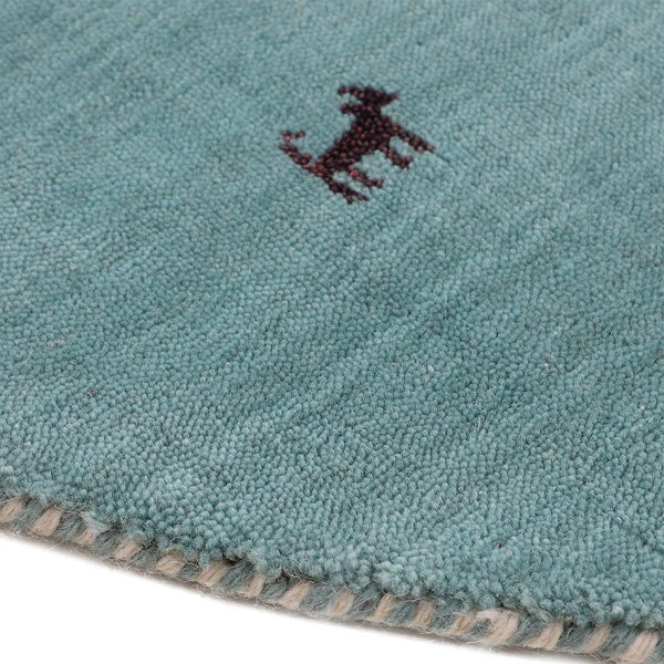 Wollteppich Gabbeh Uni Rund - Wolle - Türkis - 80 x 80 cm - Image 4